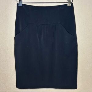 🖤 Ellen Tracy Black Pleated Pencil Skirt – Size 2 | Lined | With Pockets